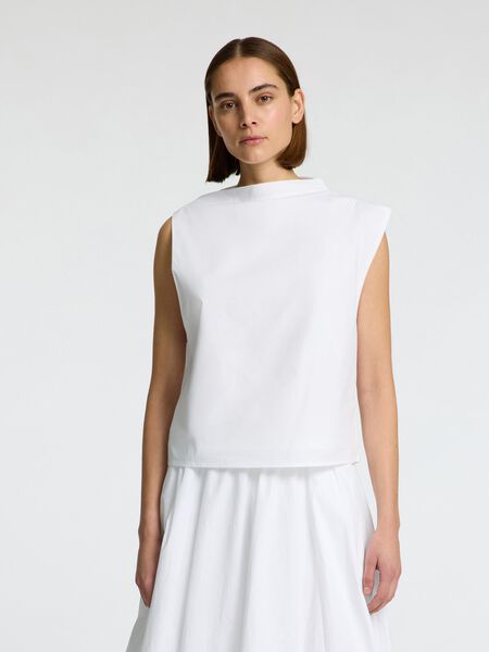 Selected PLEATED SLEEVELESS TOP, Bright White, highres - 16099015_BrightWhite_003.jpg