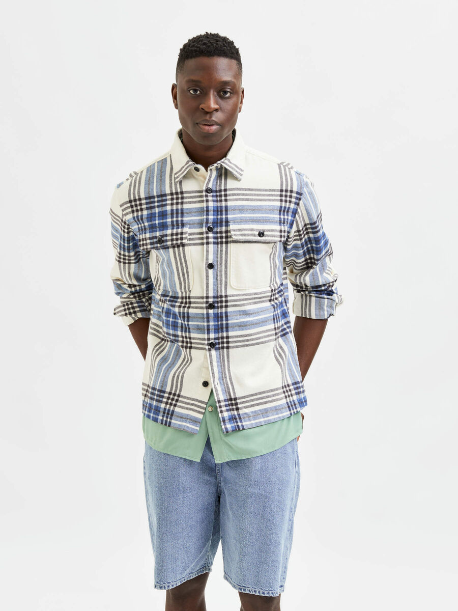 Selected PLAID OVERSHIRT, Dark Blue, highres - 16083606_DarkBlue_915179_003.jpg