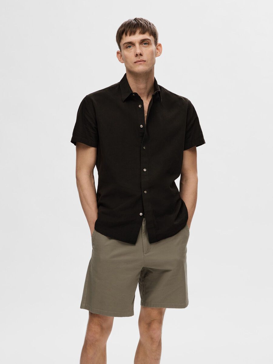 Selected SHORT-SLEEVED SHIRT, Black, highres - 16079053_Black_003.jpg