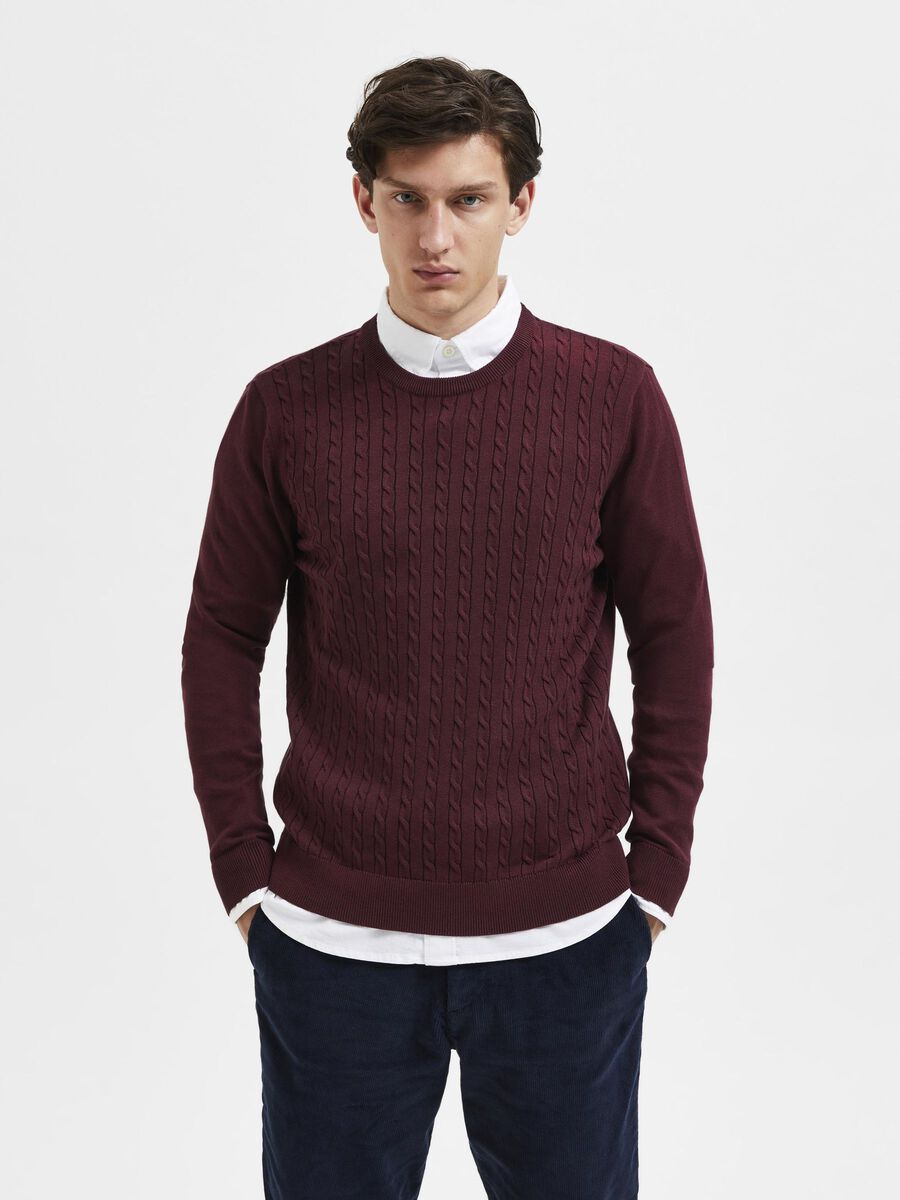 Selected CABLE KNIT JUMPER, Port Royale, highres - 16086736_PortRoyale_003.jpg