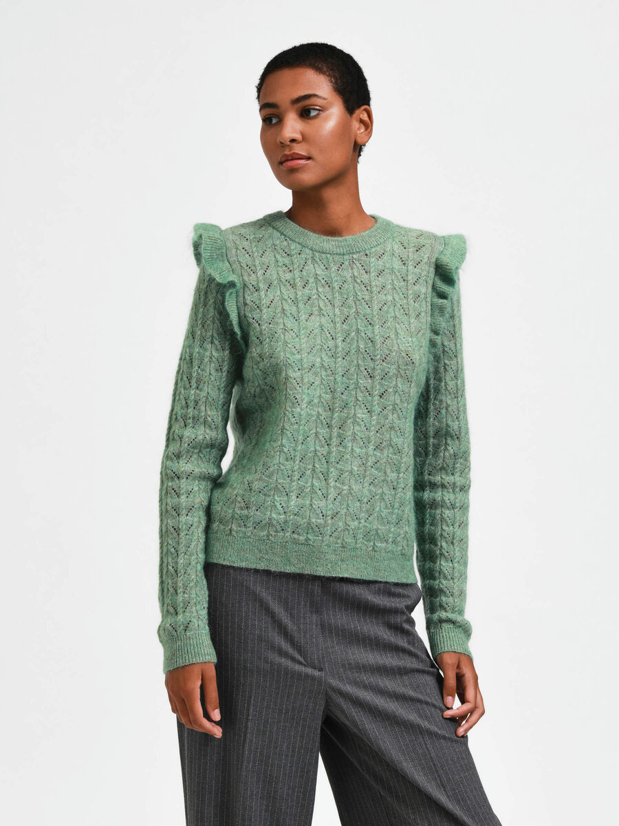 Selected FRILLED KNITTED PULLOVER, Loden Frost, highres - 16087703_LodenFrost_986915_003.jpg