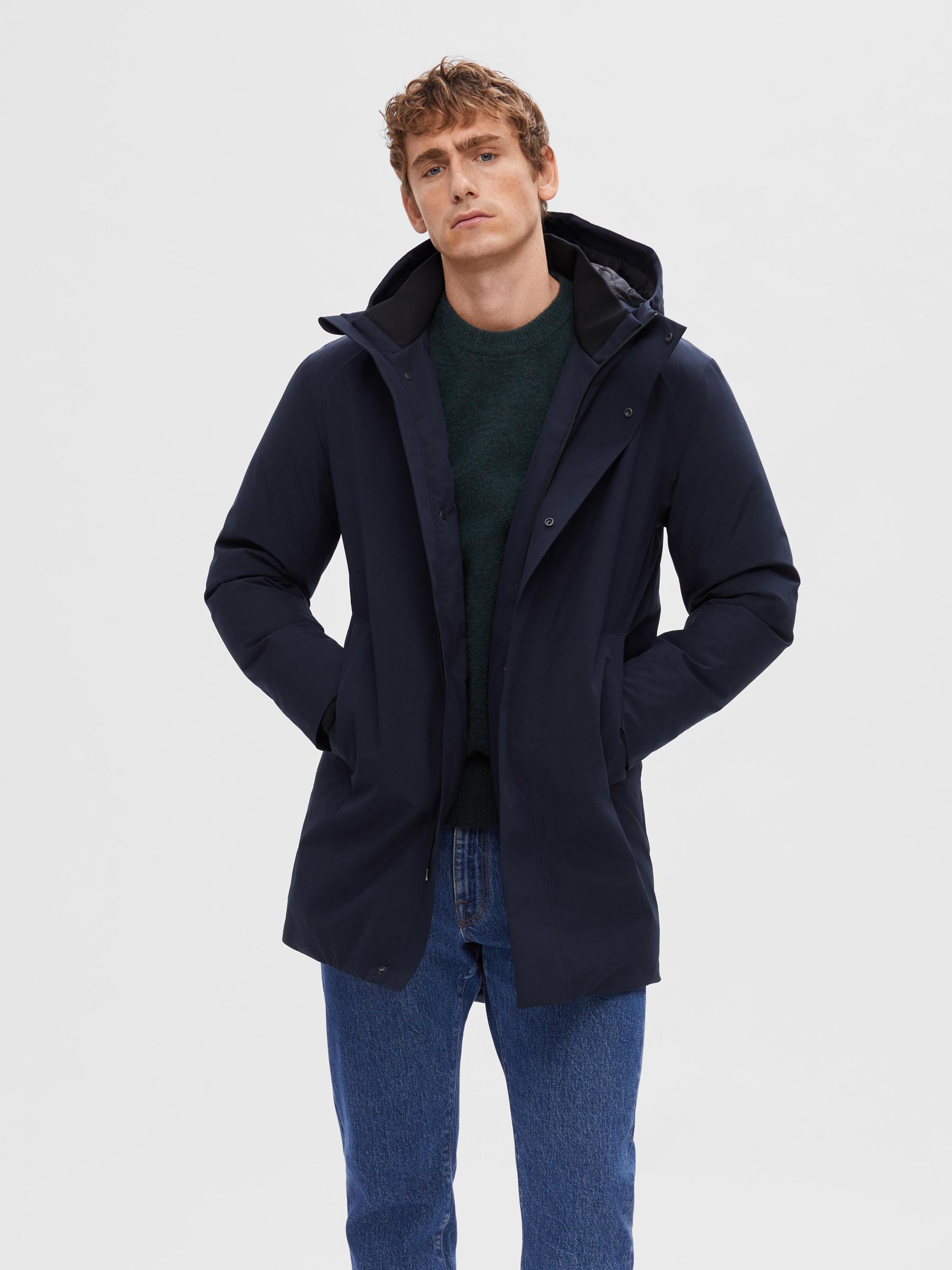 Mens blue outlet parka coat