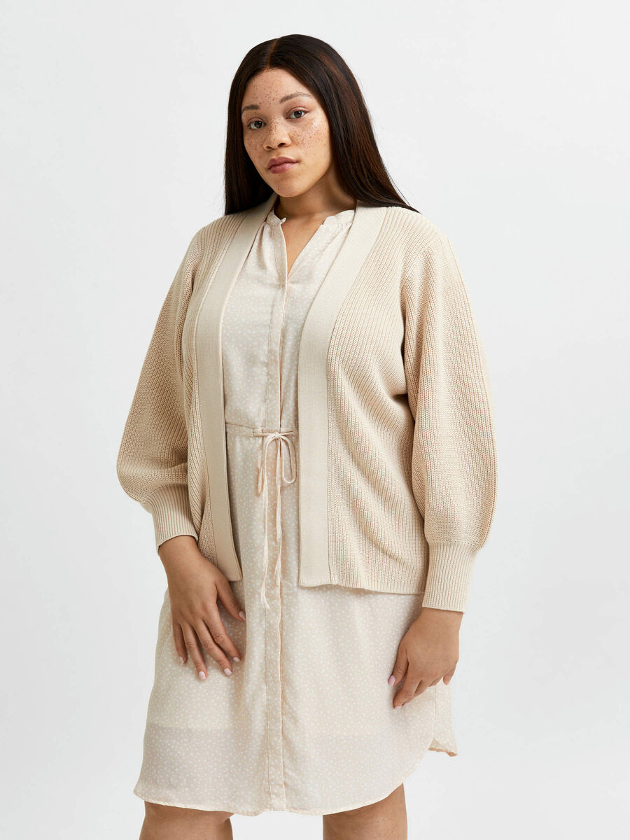 Selected MANCHE BALLON COURTE CURVE CARDIGAN, Sandshell, highres - 16082148_Sandshell_003.jpg