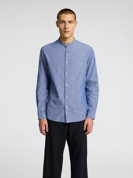 Selected LANGARM LEINENMIX HEMD, Medium Blue Denim, highres - 16079054_MediumBlueDenim_003.jpg
