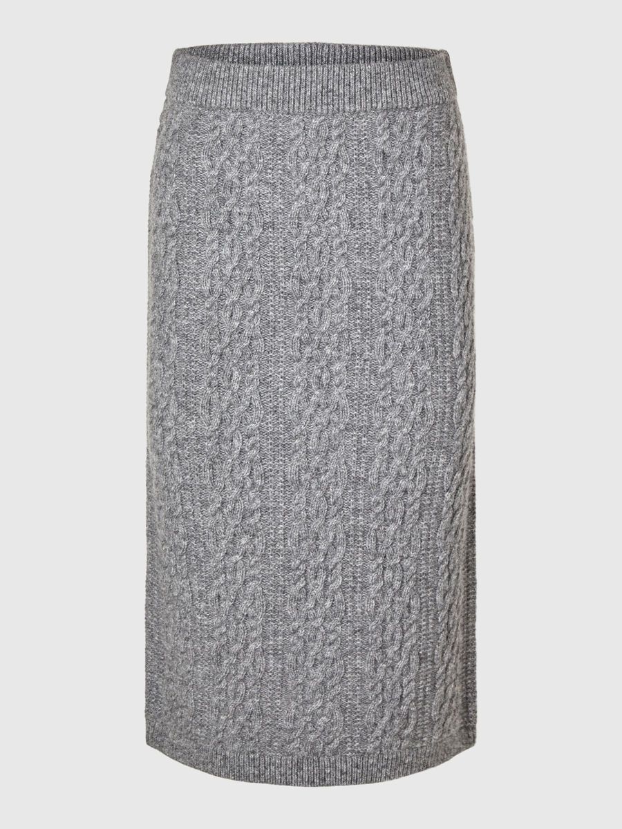 Selected WOOL BLEND CABLE MIDI SKIRT, Medium Grey Melange, highres - 16095517_MediumGreyMelange_001.jpg