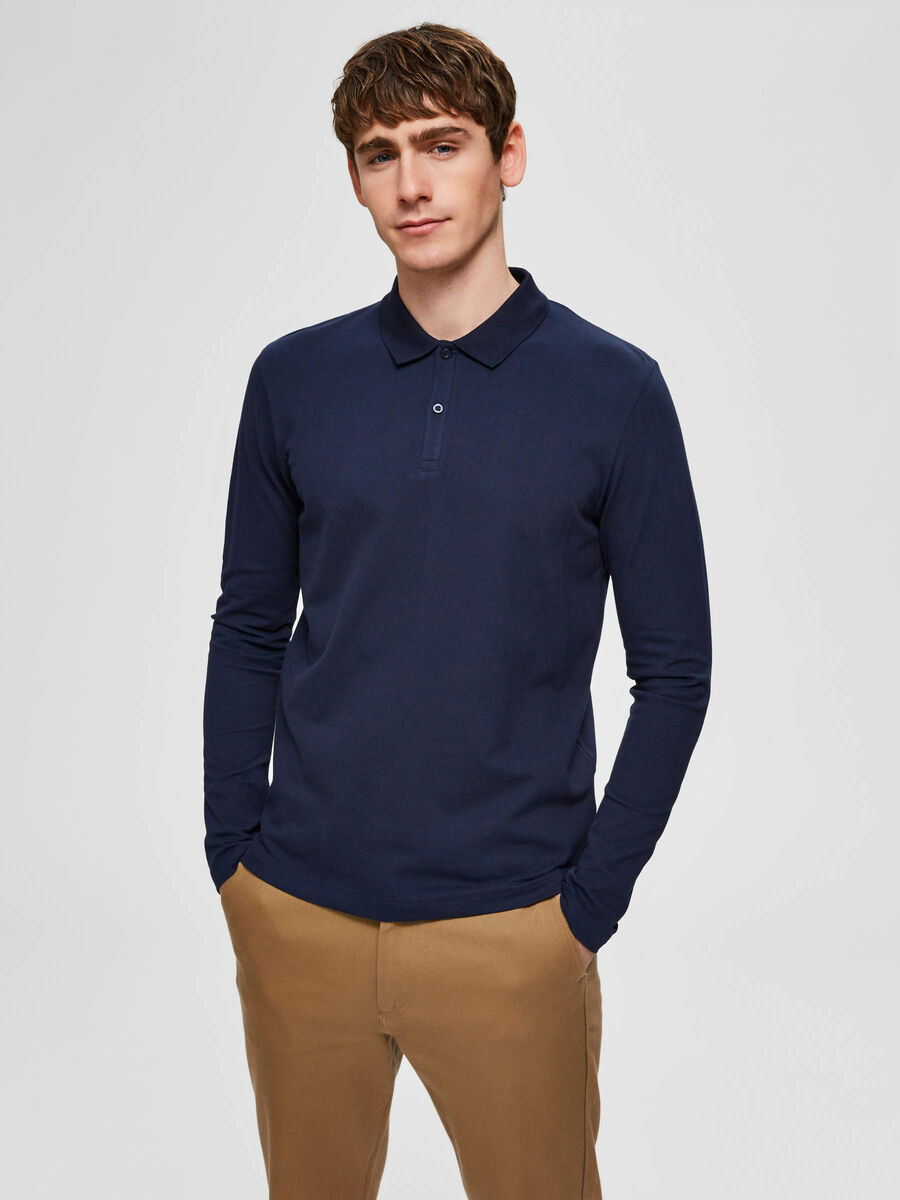 Selected LONGSLEEVE POLO, Dark Sapphire, highres - 16072839_DarkSapphire_003.jpg