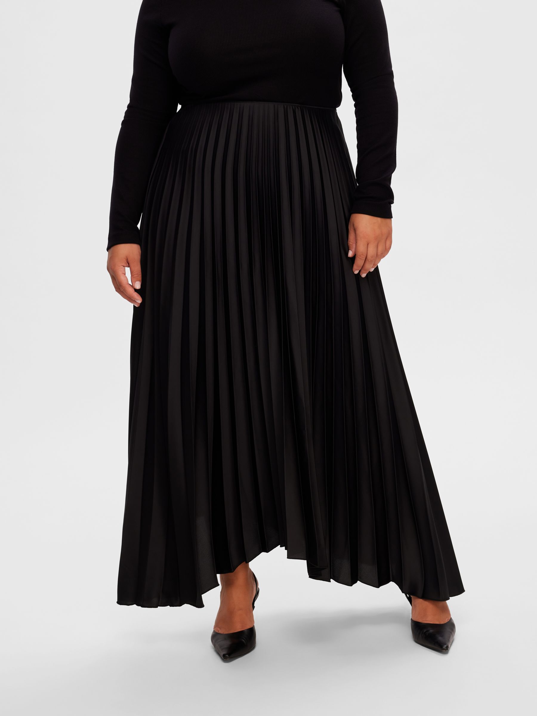 PLISS MIDDELLANGE ROK Zwart SELECTED FEMME