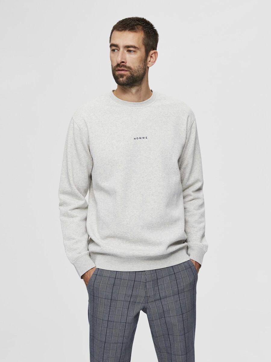 Selected BLØD REGULAR FIT SWEATSHIRT, Light Grey Melange, highres - 16080318_LightGreyMelange_003.jpg