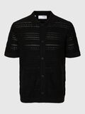 Selected KNITTED SHORT SLEEVED SHIRT, Black, highres - 16096385_Black_001.jpg