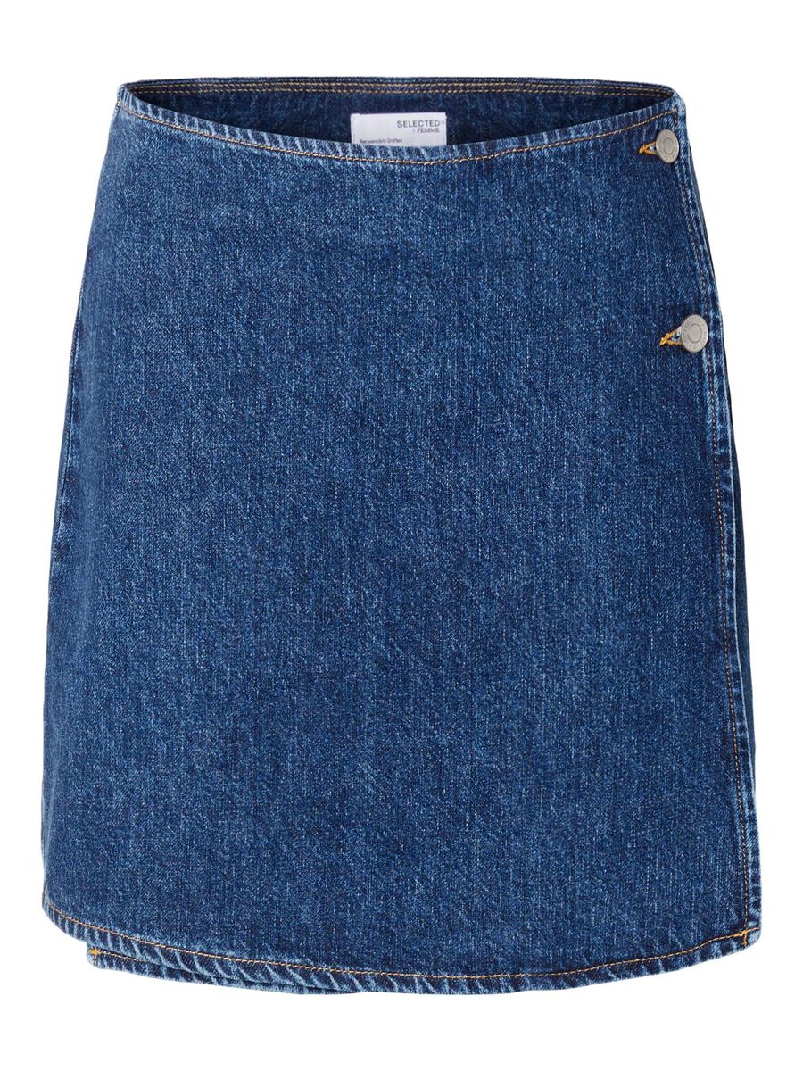 Selected TELA VAQUERA FALDA CRUZADA, Medium Blue Denim, highres - 16093685_MediumBlueDenim_001.jpg