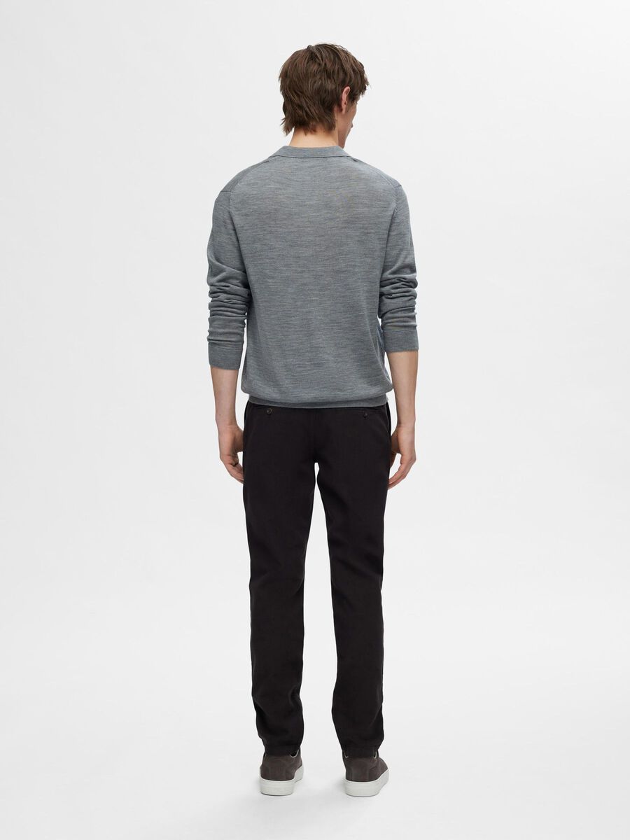 Selected 100% MERINO WOOL POLO SHIRT, Medium Grey Melange, highres - 16094654_MediumGreyMelange_004.jpg
