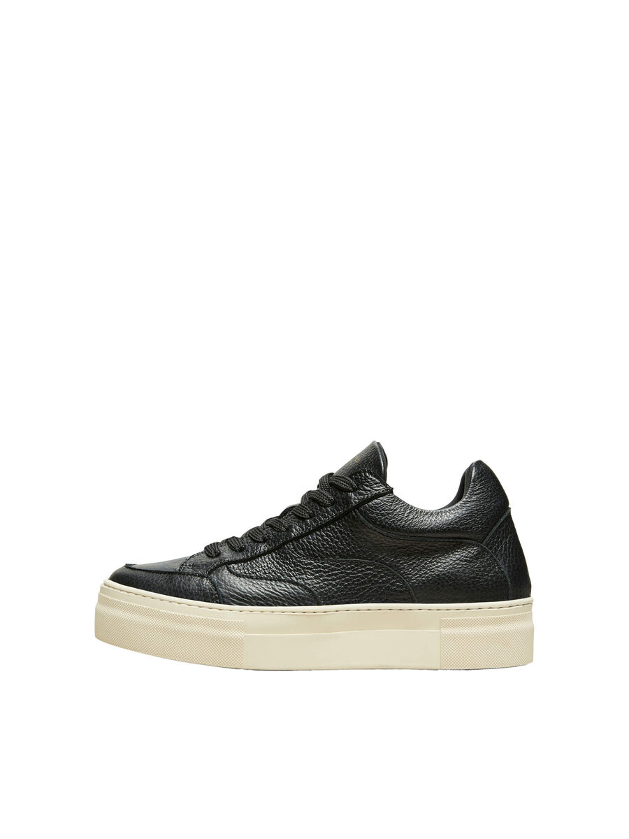 Selected CHUNKY LEATHER - TRAINERS, Black, highres - 16072872_Black_001.jpg