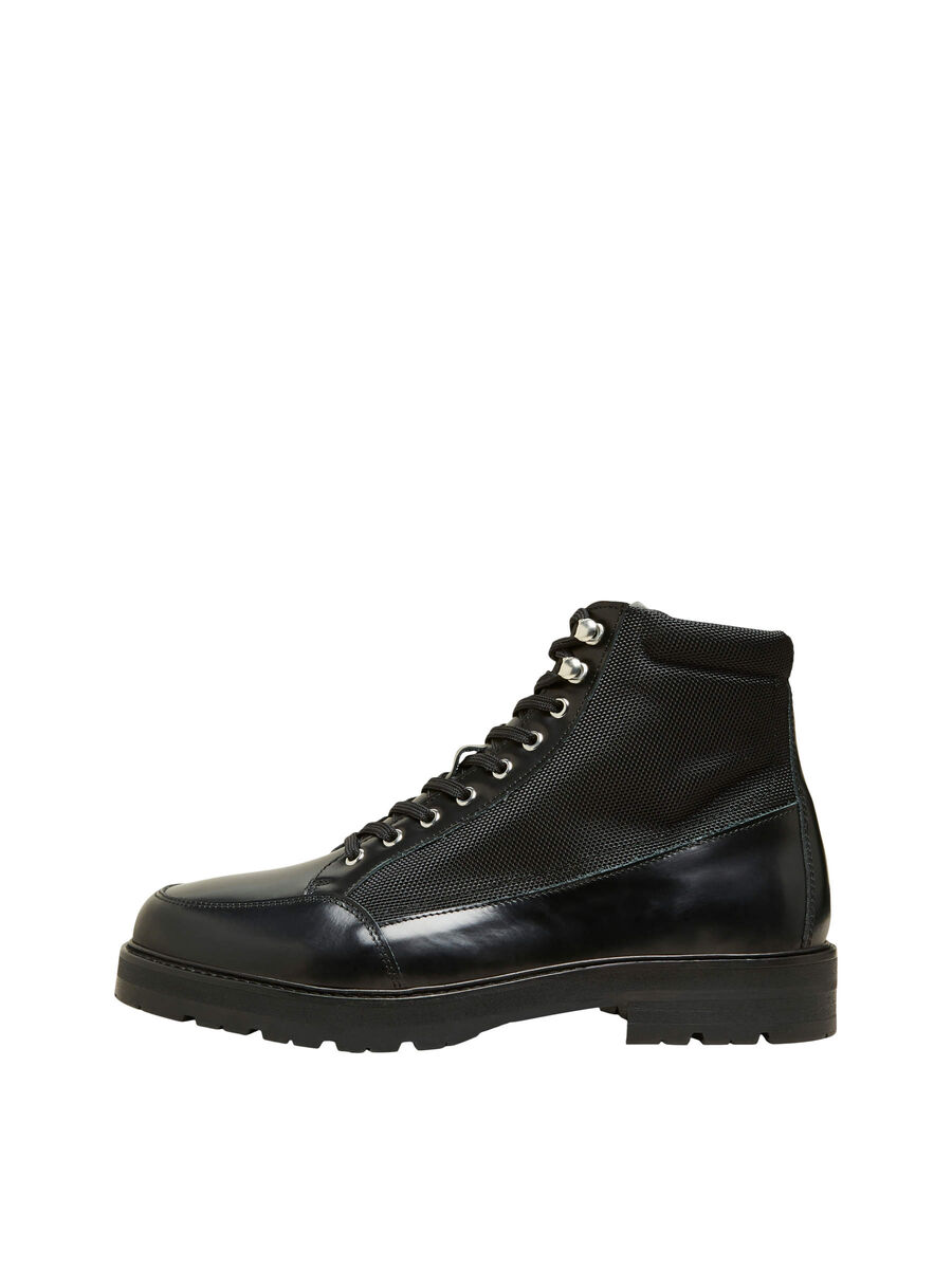 Selected LEATHER ANKLE BOOTS, Black, highres - 16081337_Black_001.jpg