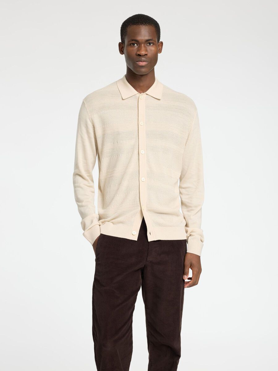 Selected 100% MERINO WOOL CARDIGAN, Oatmeal, highres - 16095639_Oatmeal_003.jpg