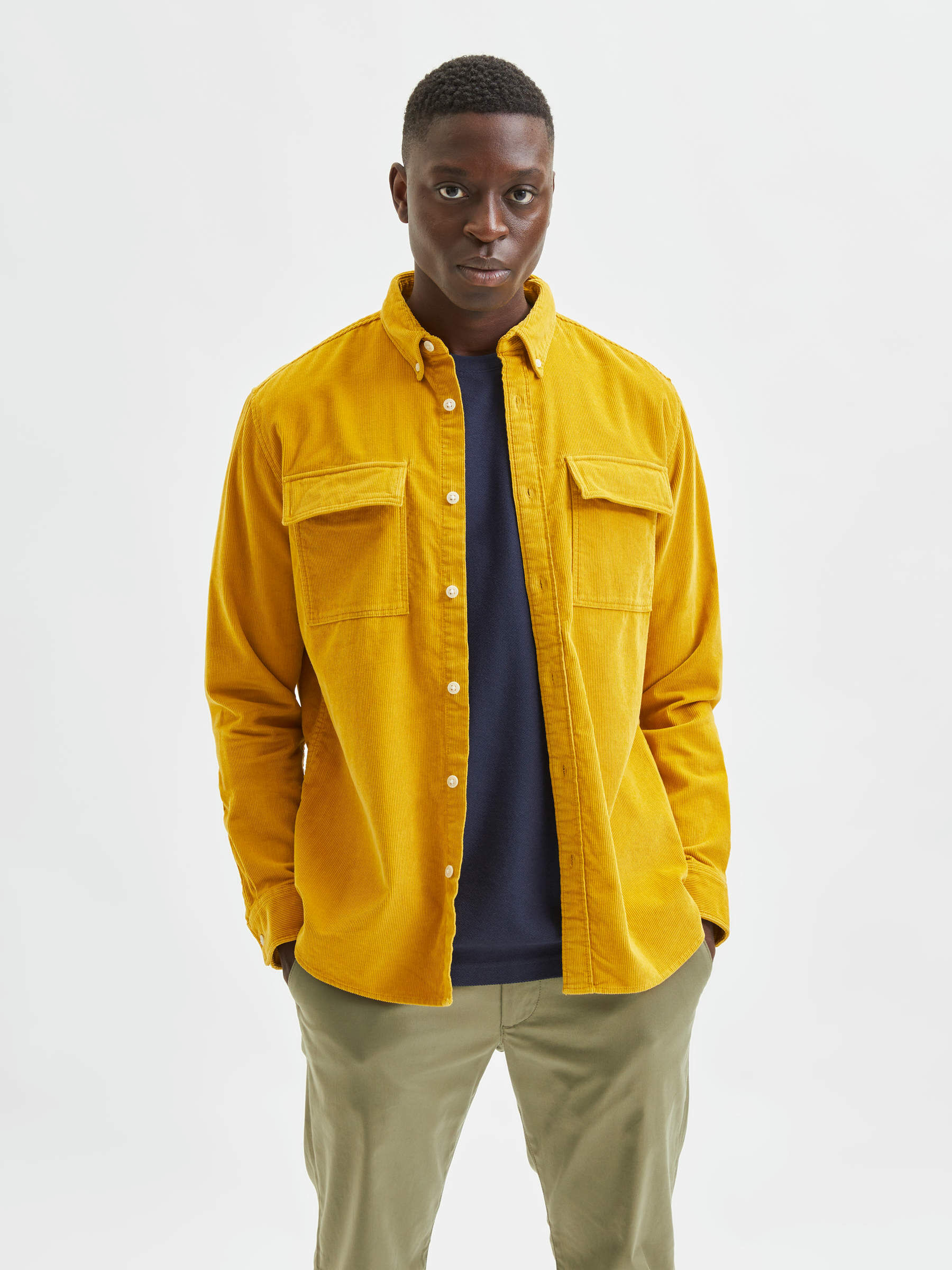 Yellow BUTTON DOWN CORDUROY SHIRT