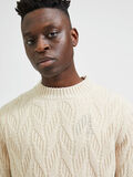 Selected CABLE KNIT KNITTED PULLOVER, Oatmeal, highres - 16086686_Oatmeal_006.jpg