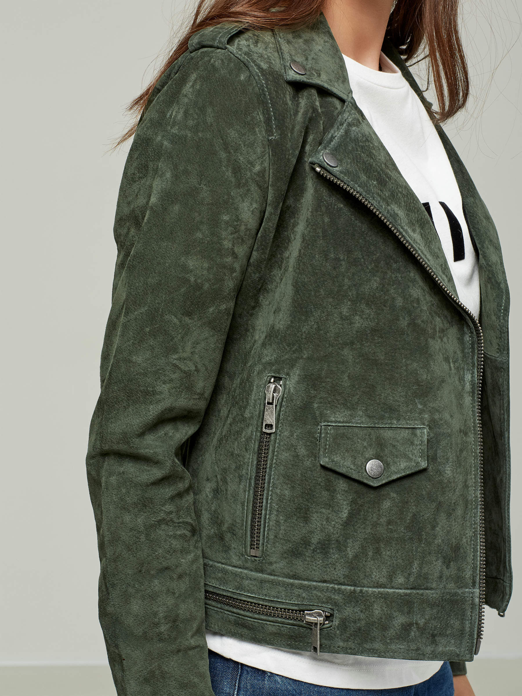 SUEDE LEATHER JACKET Green SELECTED FEMME