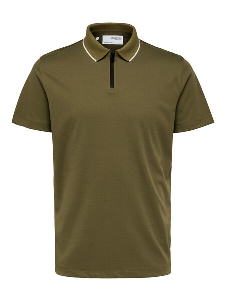 Selected ZIP POLO SHIRT, Martini Olive, highres - 16086029_MartiniOlive_001.jpg