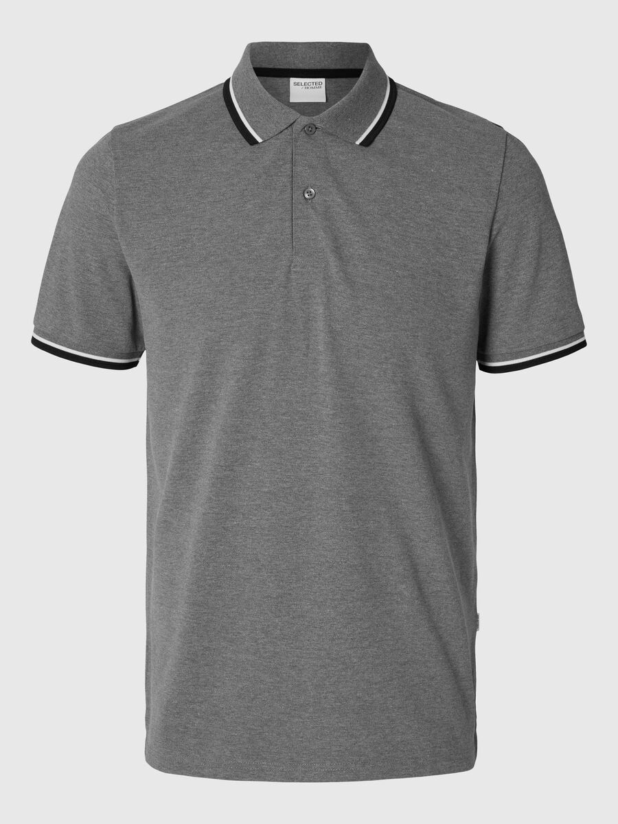 Selected KORTE MOUWEN POLO, Medium Grey Melange, highres - 16095852_MediumGreyMelange_001.jpg