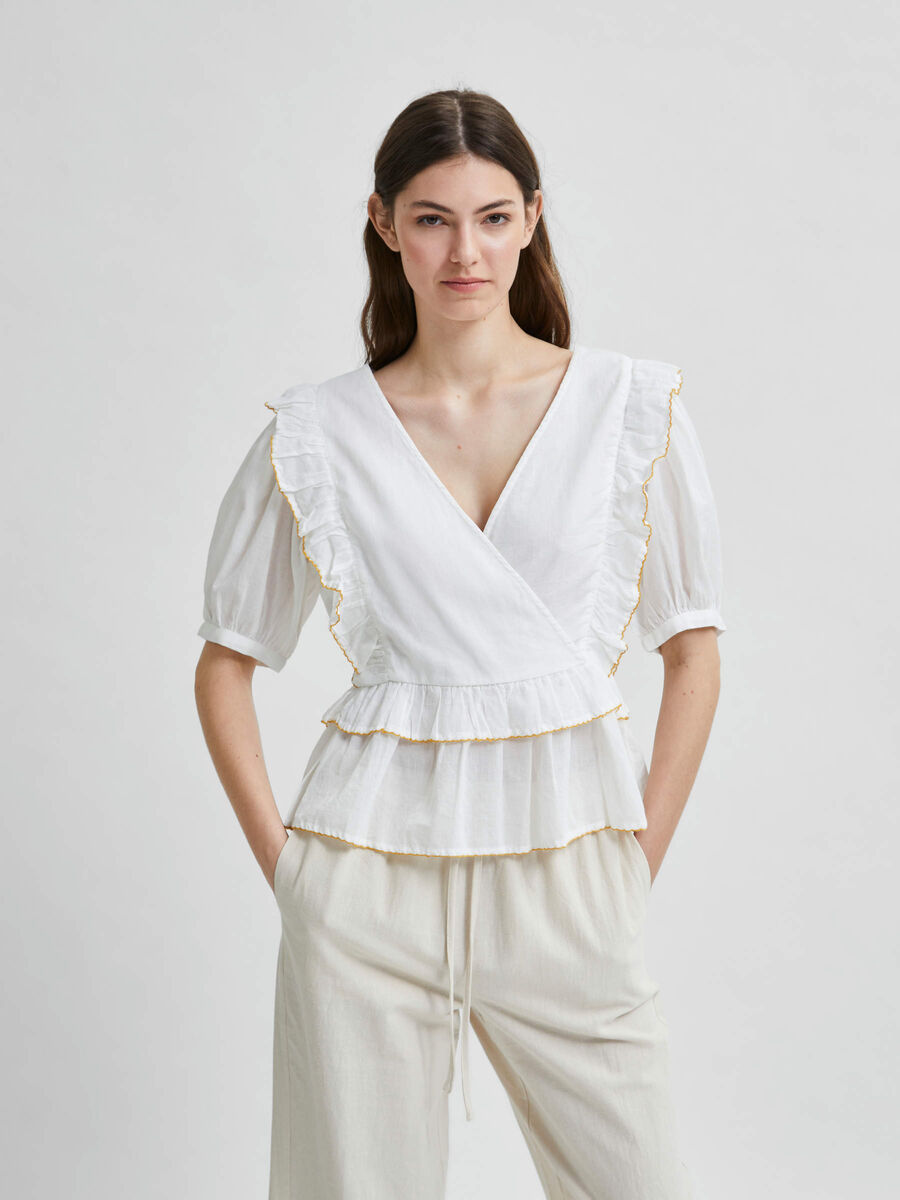 Selected WRAP FRILL PUFF SLEEVES TOP, Snow White, highres - 16078944_SnowWhite_003.jpg