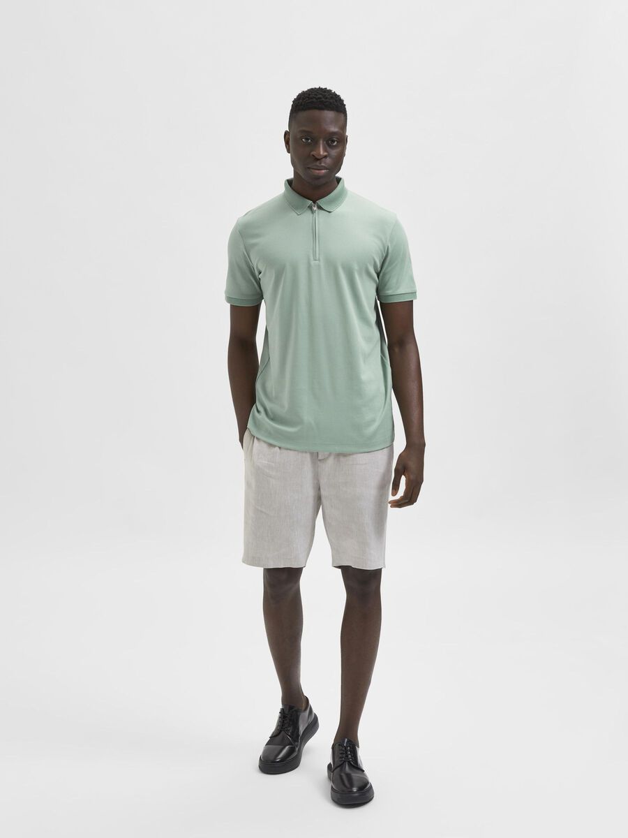 Selected ZIPPER POLO SHIRT, Granite Green, highres - 16079026_GraniteGreen_005.jpg