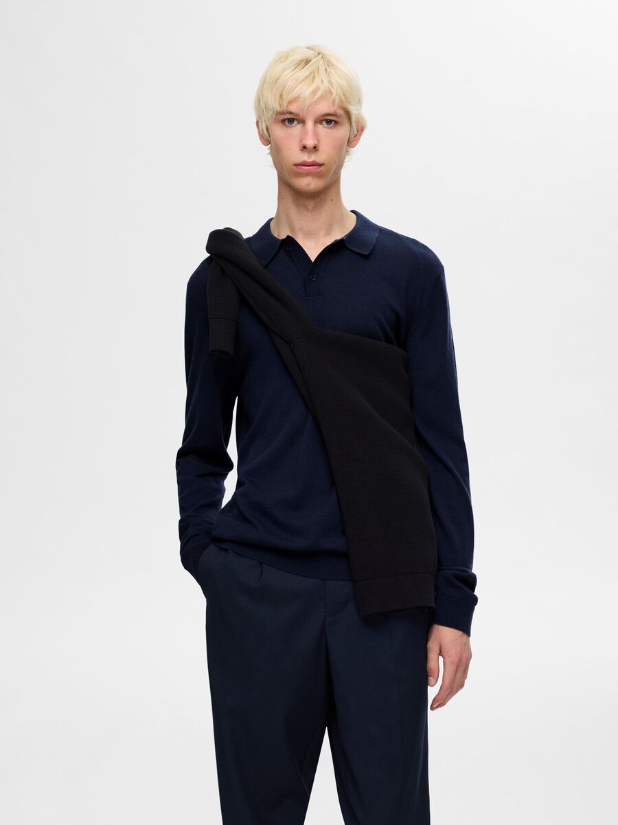 Selected 100 % LAINE MÉRINOS POLO, Navy Blazer, highres - 16094654_NavyBlazer_003.jpg