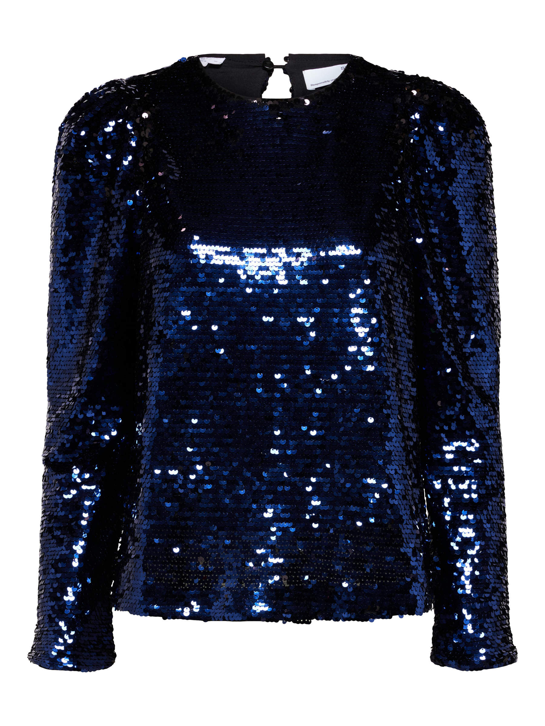 Blue sequin long sleeve top Outlet
