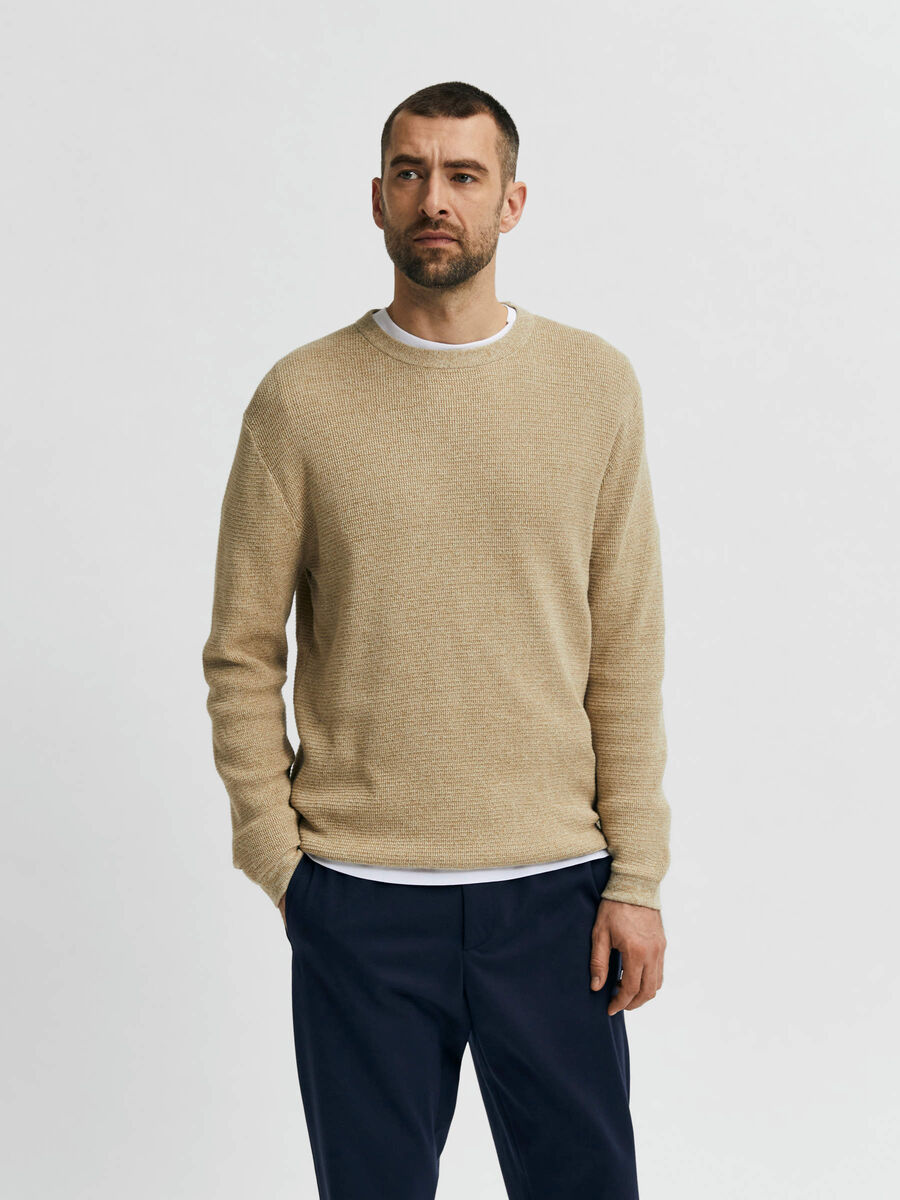 Selected WAFFLE KNIT JUMPER, Kelp, highres - 16079776_Kelp_853674_003.jpg