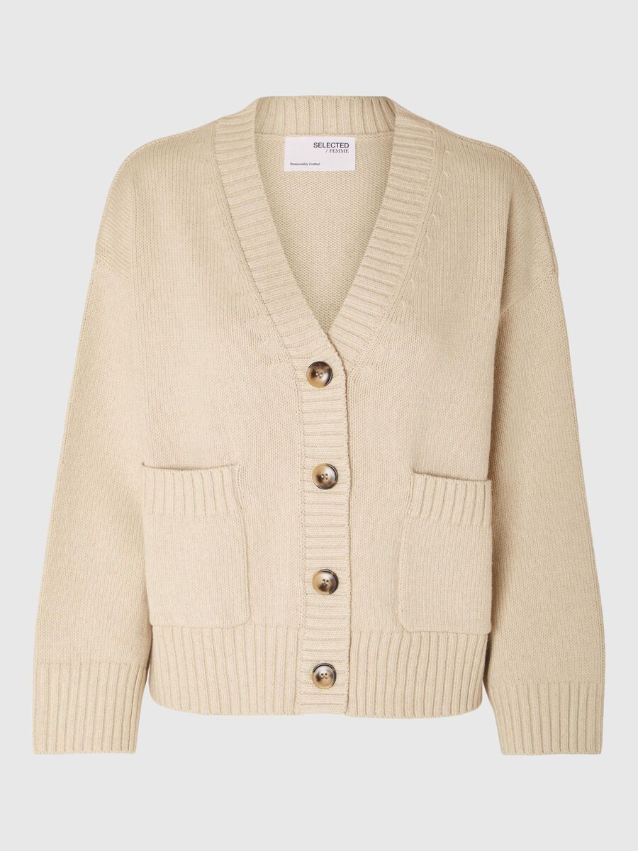 Selected OVERSIZED STRIKKET CARDIGAN, Birch, highres - 16093091_Birch_001.jpg