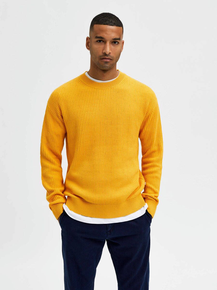Selected RELAXED KNITTED PULLOVER, Marigold, highres - 16084150_Marigold_003.jpg