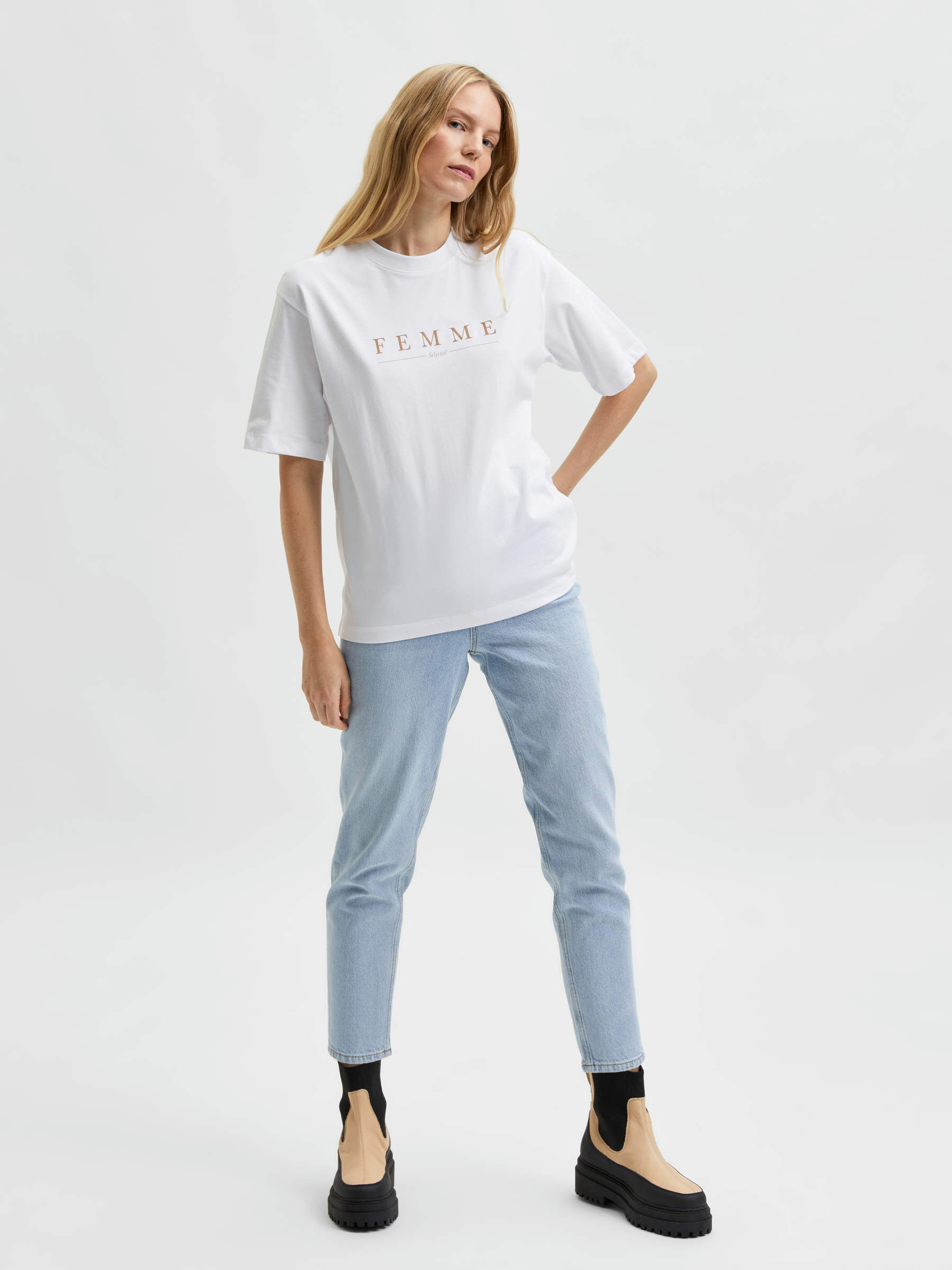 HIGH WAIST MOM JEANS Blue SELECTED FEMME