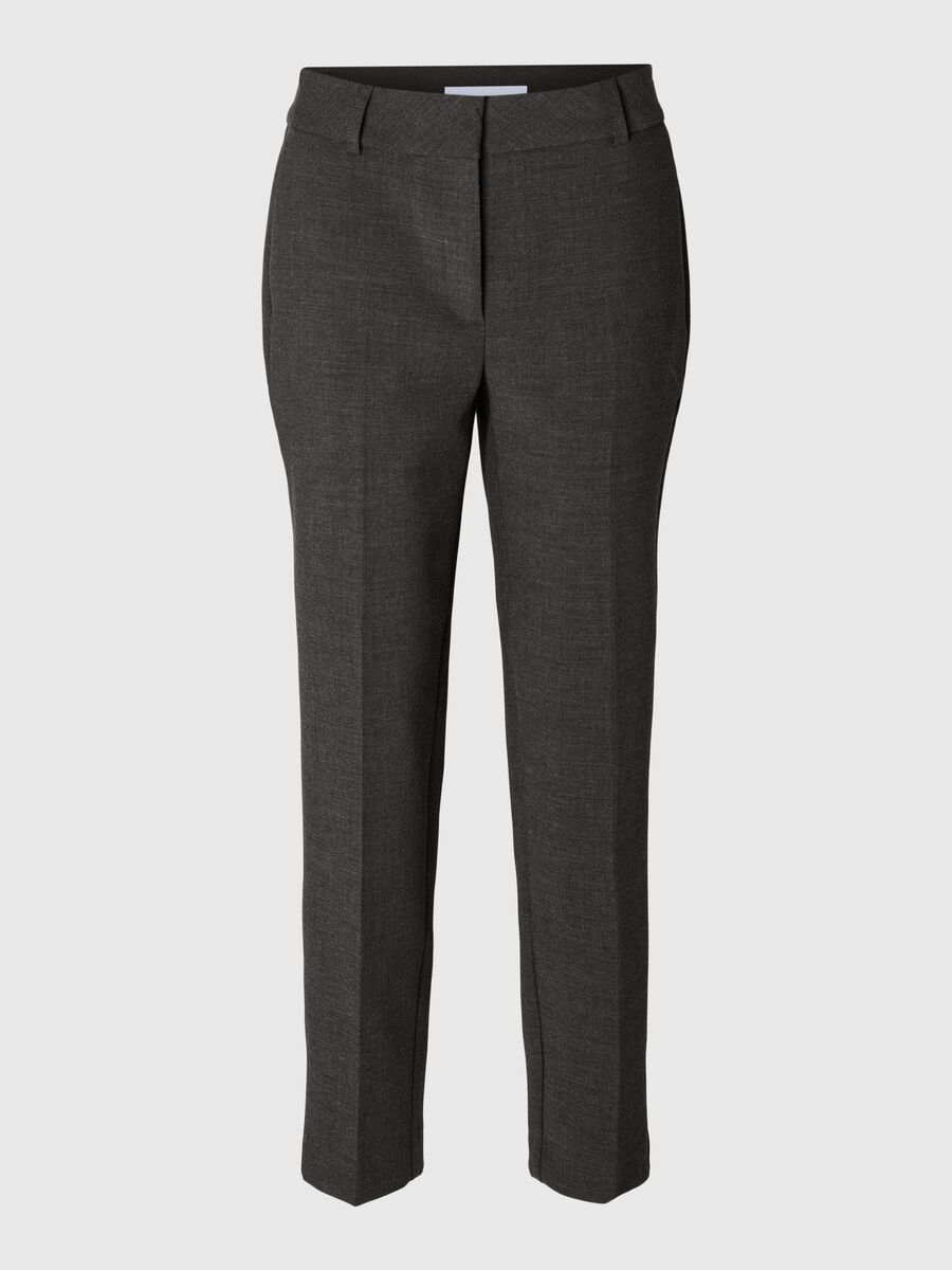 Selected RACCOURCI EN VISCOSE MÉLANGÉE PANTALON À COUPE EFFILÉE, Dark Grey Melange, highres - 16092058_DarkGreyMelange_1112538_001.jpg