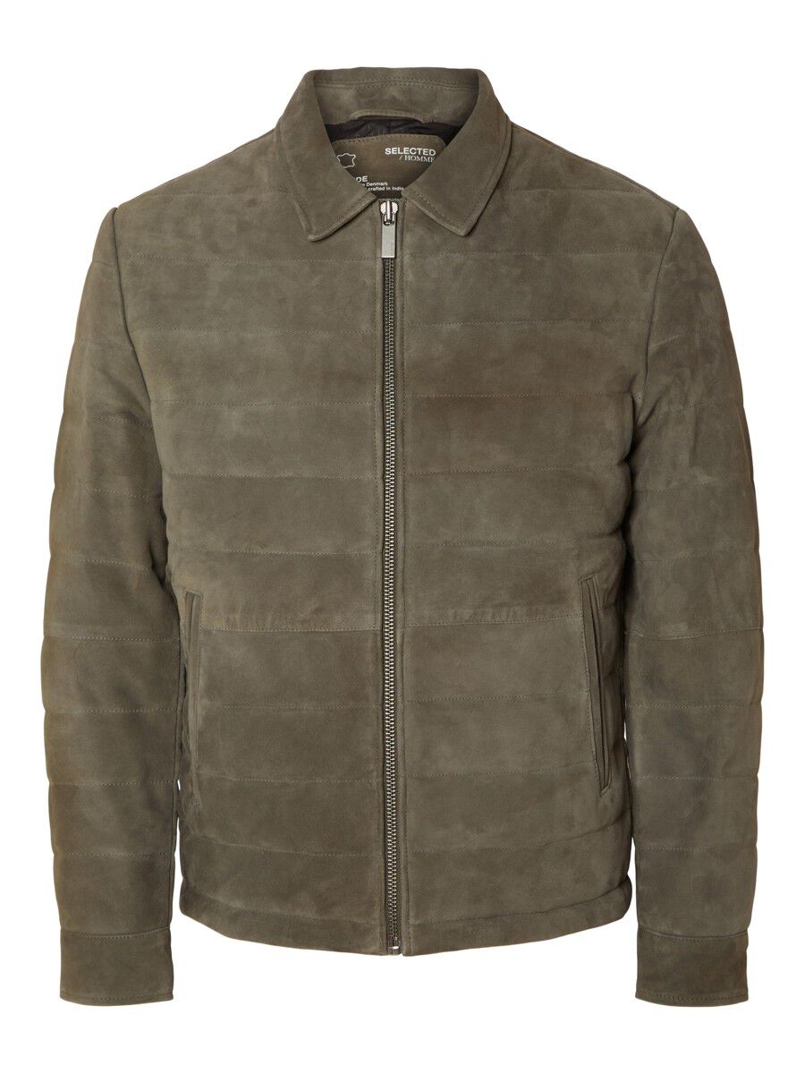 QUILTED SUEDE JACKET Green SELECTED HOMME