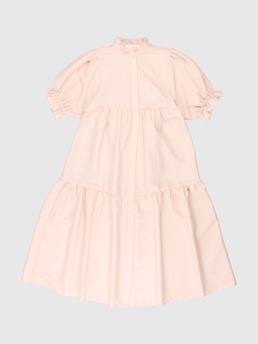 Selected FRILL TRIM PUFF SLEEVE DRESS, Cameo Rose, highres - 80000263_CameoRose_001.jpg