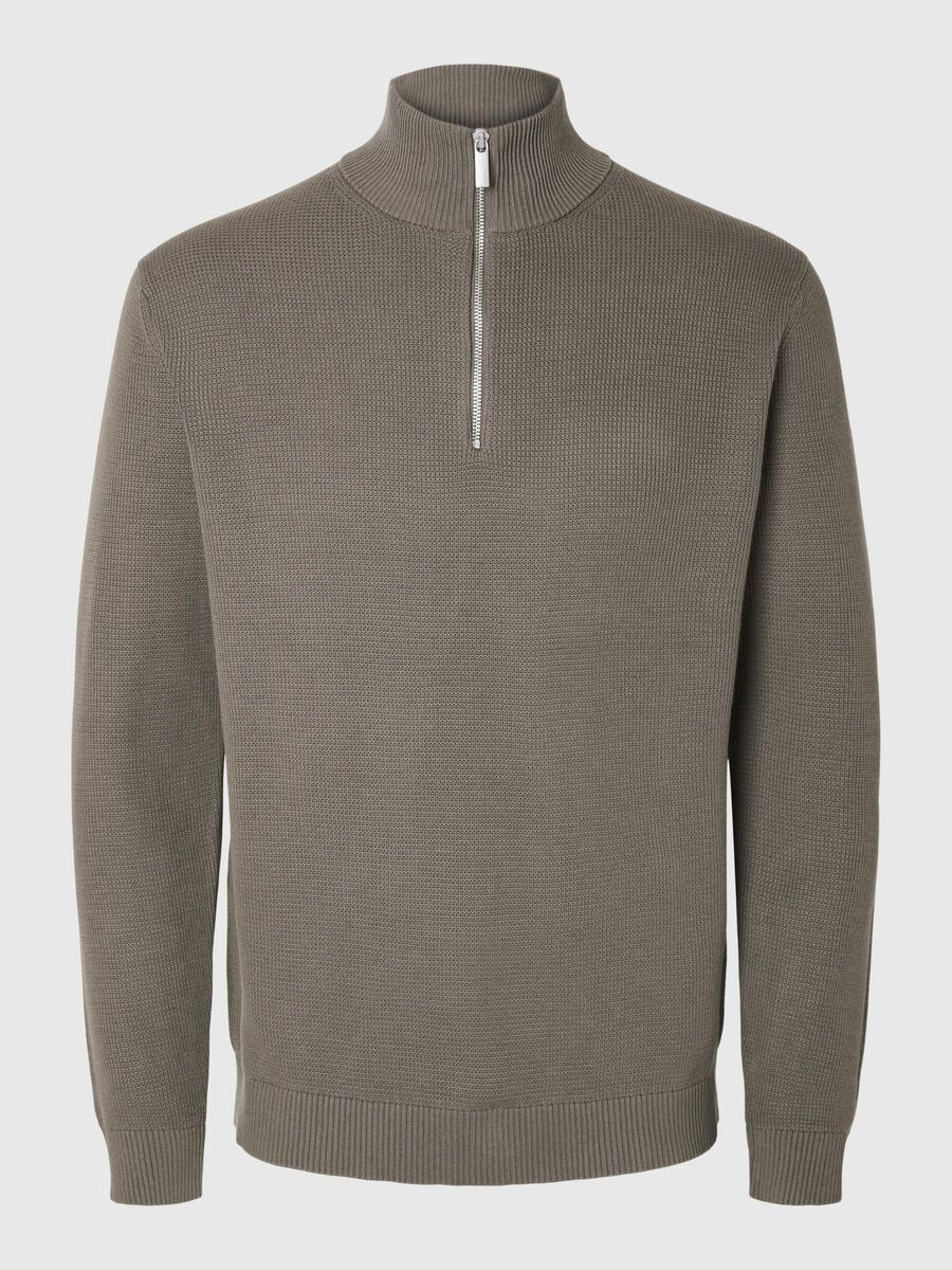 Selected HALF-ZIP JUMPER, Morel, highres - 16092601_Morel_001.jpg