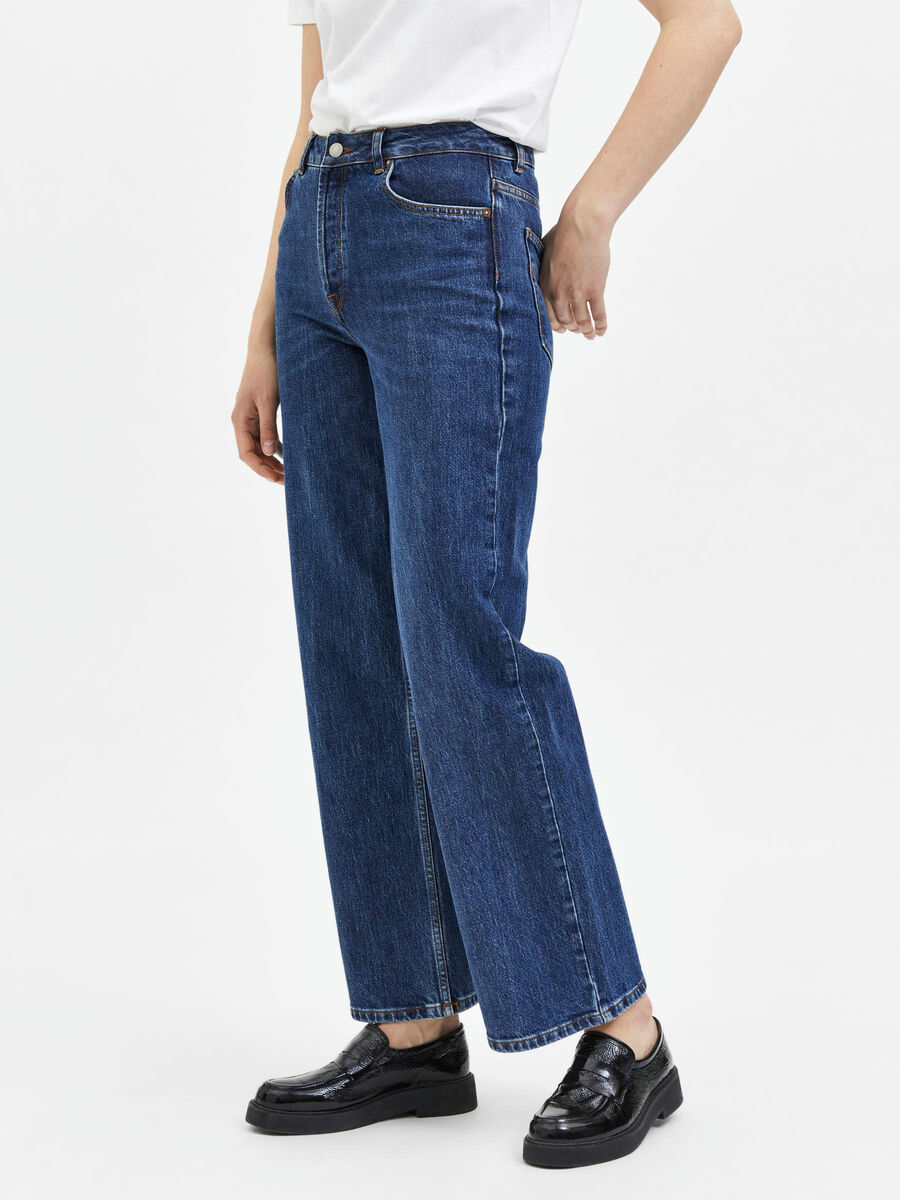 Selected HIGH WAIST WIDE FIT JEANS, Medium Blue Denim, highres - 16085714_MediumBlueDenim_003.jpg