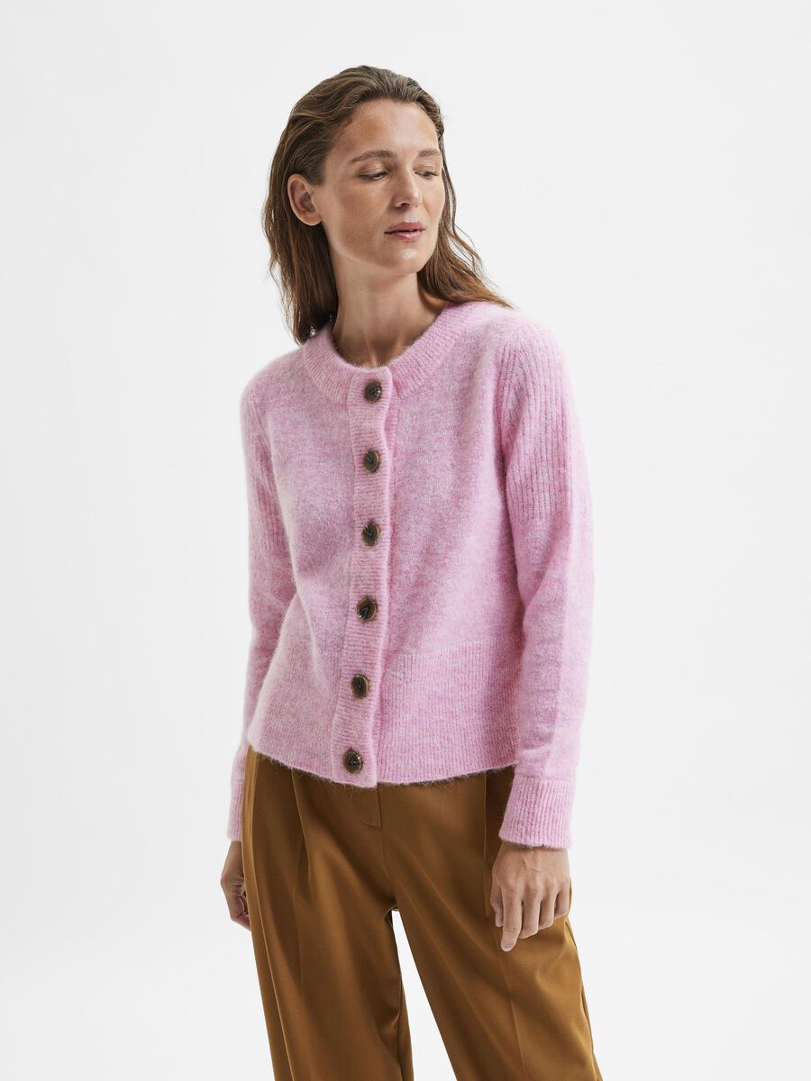 Selected MANCHES LONGUES CARDIGAN EN MAILLE, Prism Pink, highres - 16065511_PrismPink_003.jpg