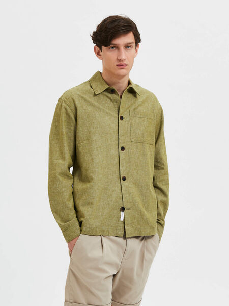 Selected LINEN OVERSHIRT, Olive Branch, highres - 16087729_OliveBranch_003.jpg