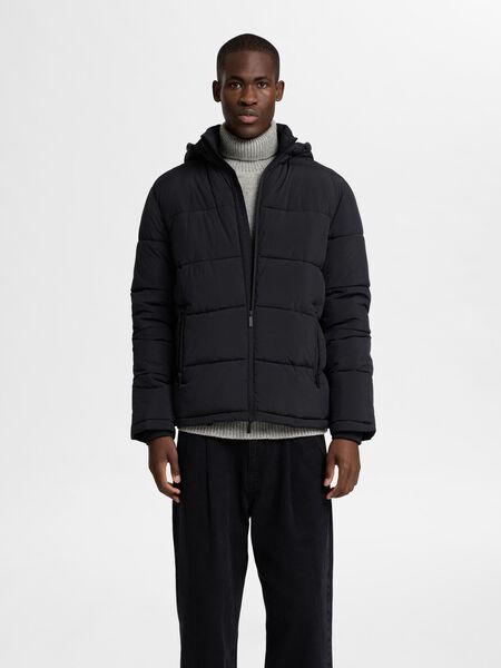 Selected HOODED PUFFER JACKET, Black, highres - 16089957_Black_003.jpg