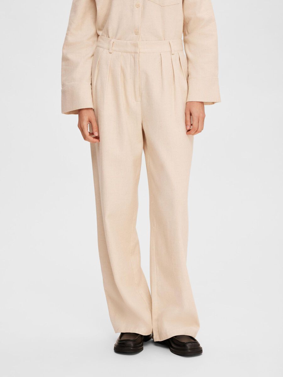 Selected PLEATED WIDE-LEG TROUSERS, Sandshell, highres - 16090278_Sandshell_003.jpg