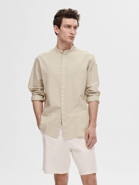 Selected LONG-SLEEVED LINEN BLEND SHIRT, Pure Cashmere, highres - 16079054_PureCashmere_003.jpg