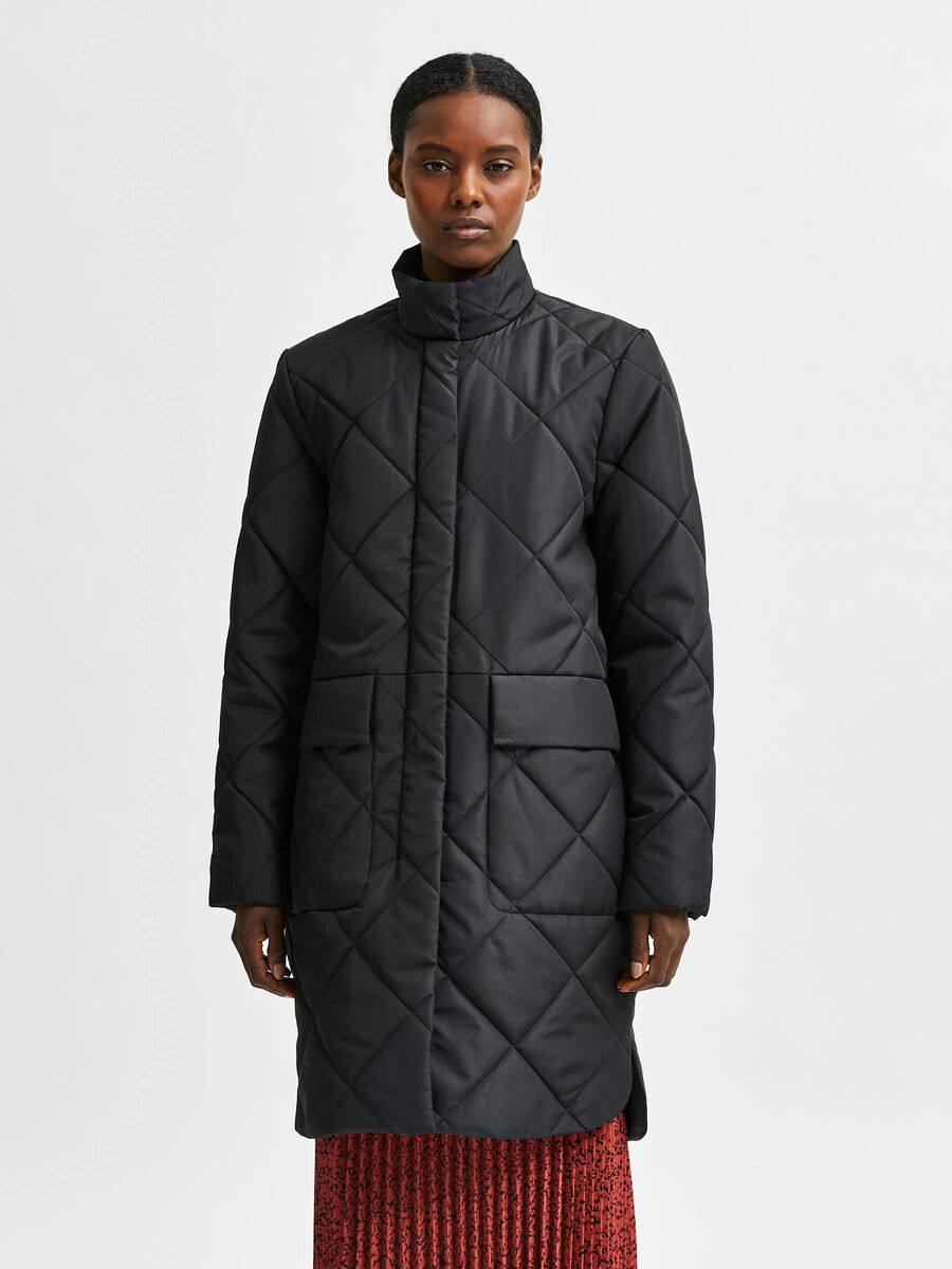 Selected LANG GEWATTEERD LANGE JAS, Black, highres - 16079486_Black_003.jpg