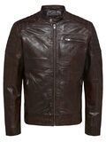 Selected AGNEAU - VESTE EN CUIR, Chocolate Brown, highres - 16063304_ChocolateBrown_001.jpg