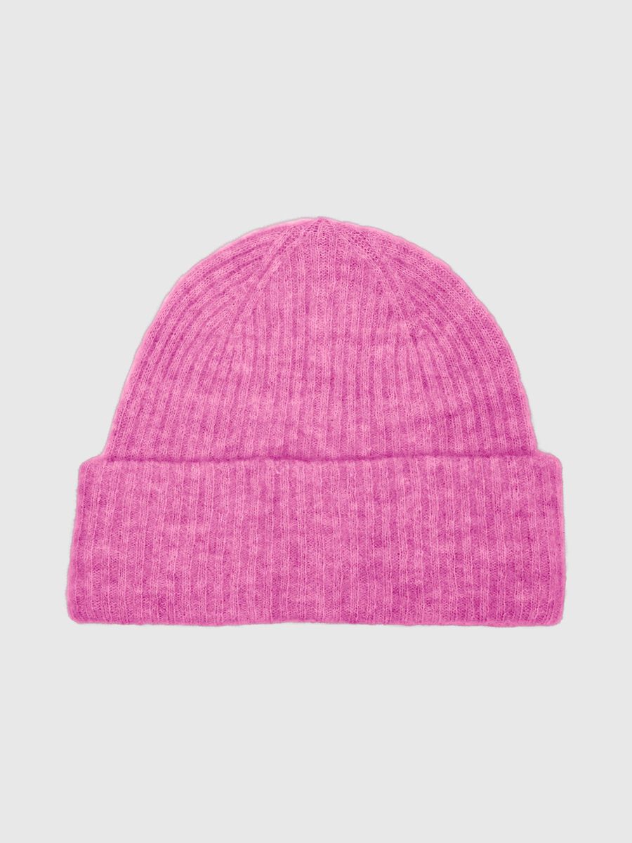 Selected RIBBED WOOL BLEND BEANIE, Phlox Pink, highres - 16091494_PhloxPink_1062325_001.jpg
