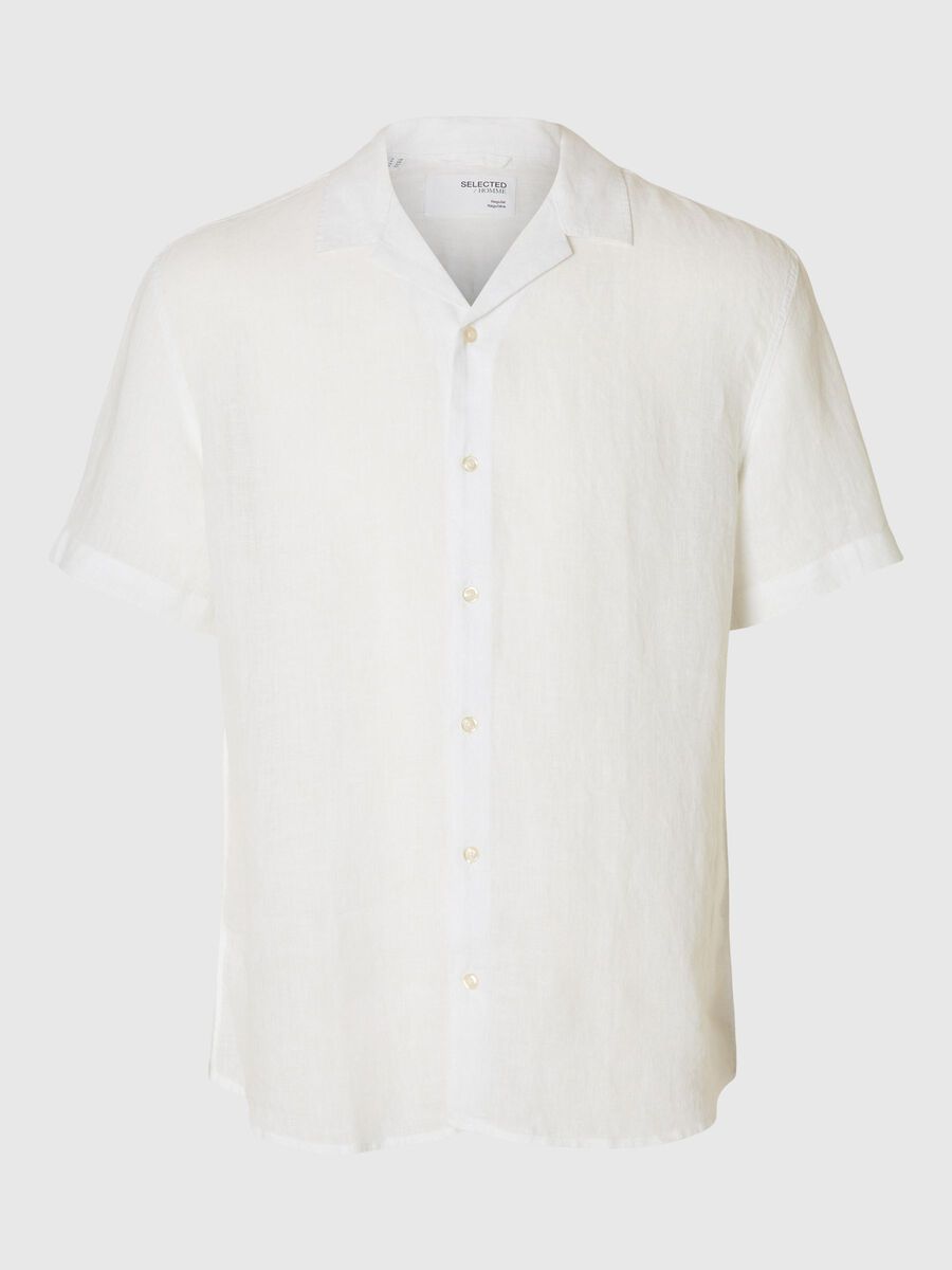 Selected 100% LINEN SHORT SLEEVED SHIRT, Bright White, highres - 16094021_BrightWhite_001.jpg