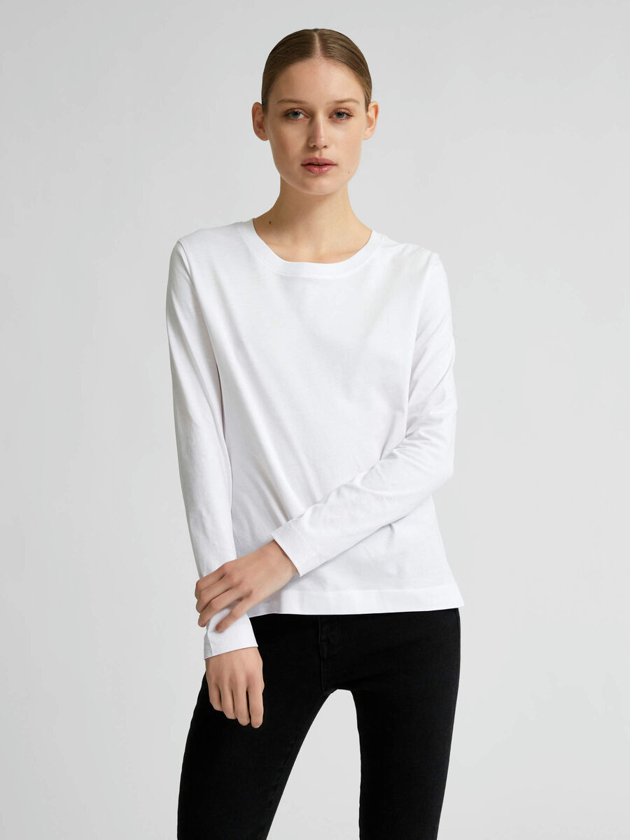 Selected LANGE MOUWEN T-SHIRT, Bright White, highres - 16065134_BrightWhite_003.jpg