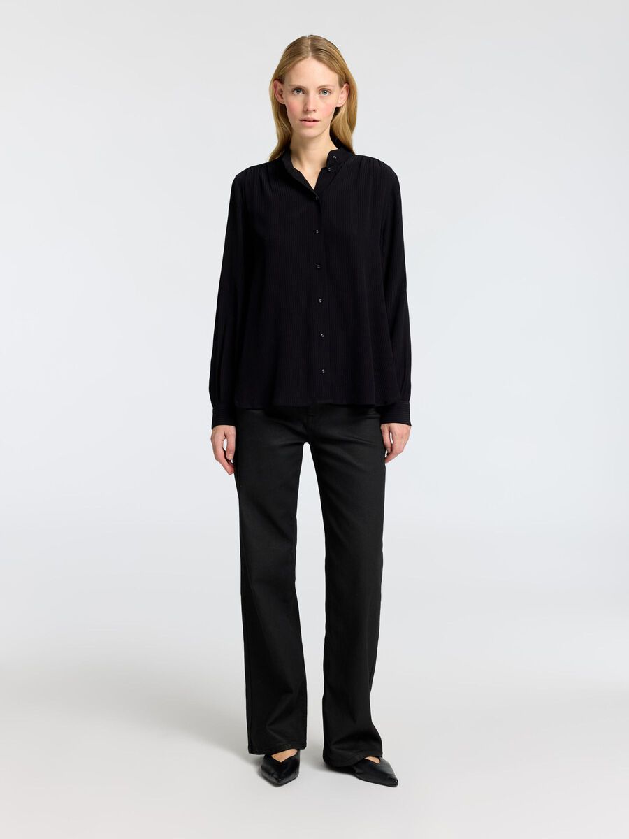 Selected VISCOSE BLEND LONG SLEEVED SHIRT, Black, highres - 16095849_Black_005.jpg