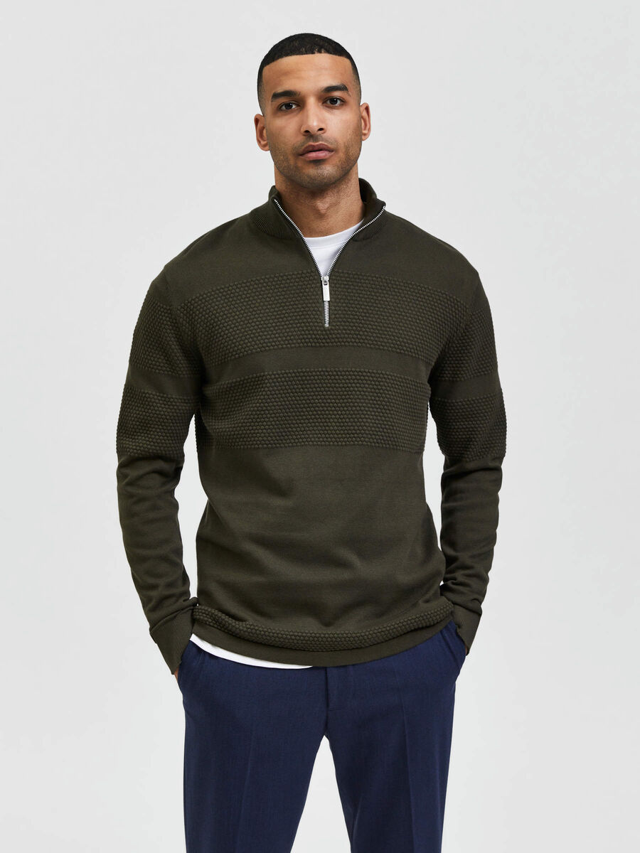 Selected HØY HALS STRIKKET PULLOVER, Forest Night, highres - 16084080_ForestNight_003.jpg