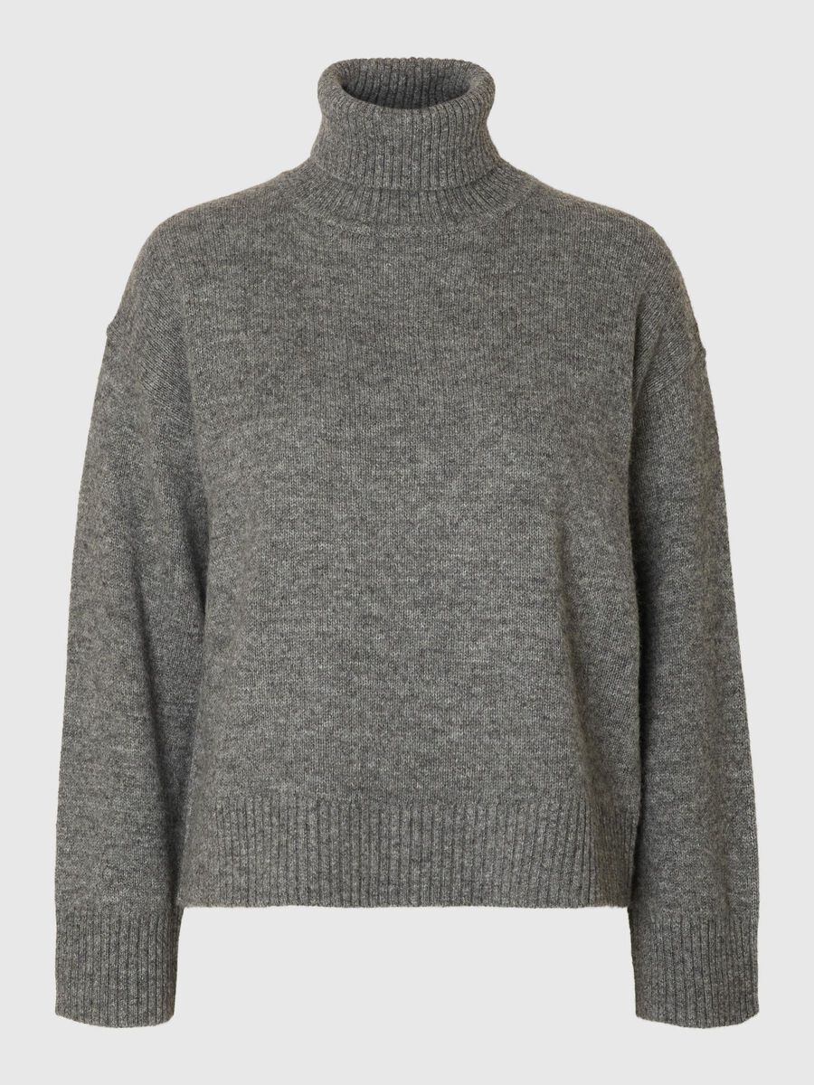 Selected WOOL BLEND ROLL NECK JUMPER, Medium Grey Melange, highres - 16097967_MediumGreyMelange_001.jpg