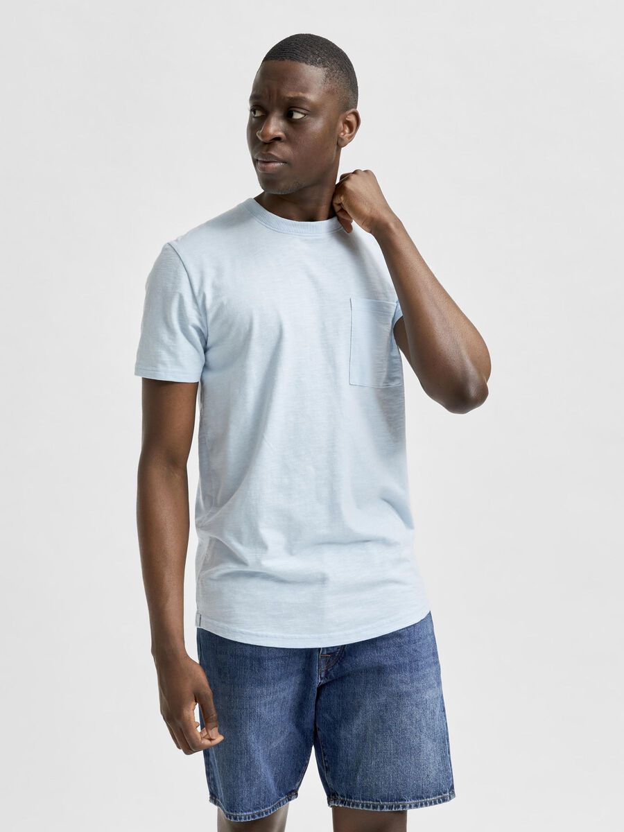 Selected MELANGE SLUB T-SHIRT, Light Blue Melange, highres - 16079028_LightBlueMelange_003.jpg